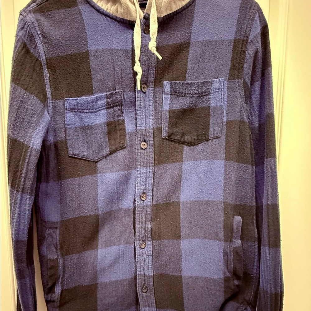 Modern Amusement Blue and Black Plaid Shirt